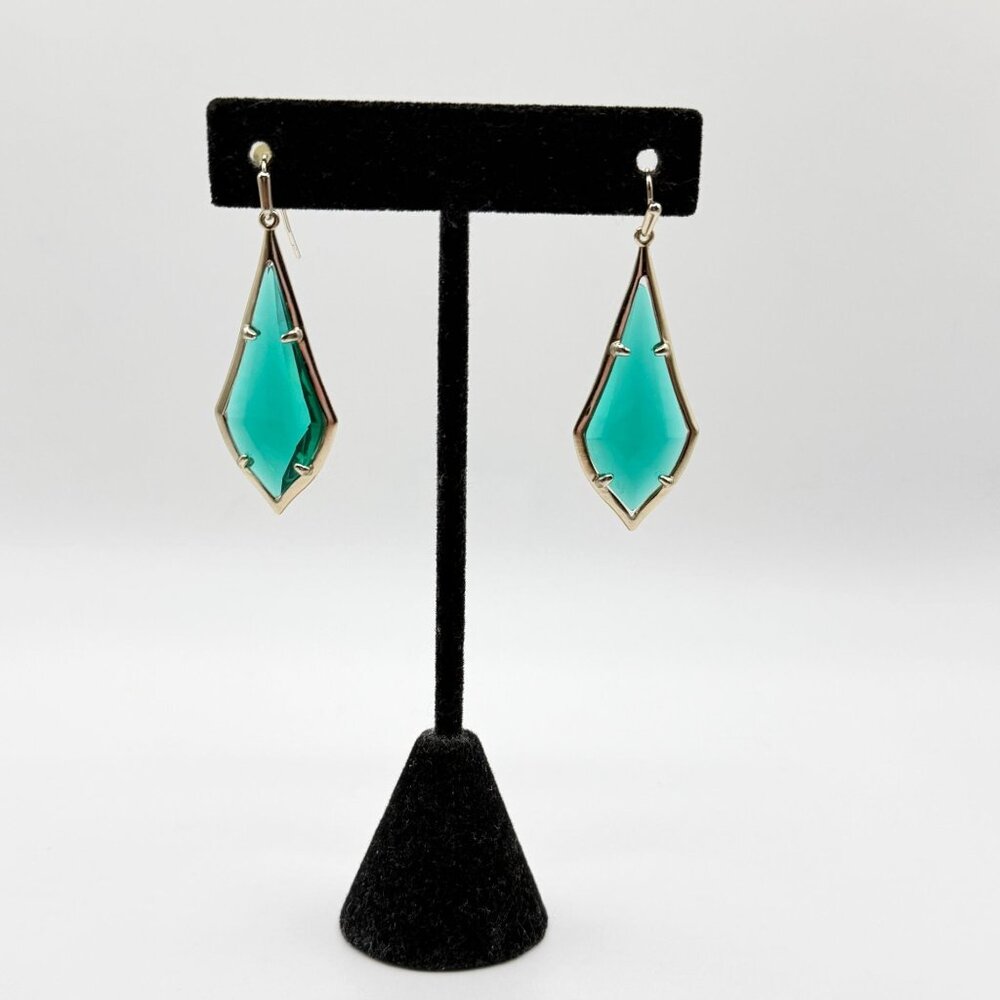 Kendra Scott Green Faceted Drop Earrings In Gold-Tone - Picture 6 of 7